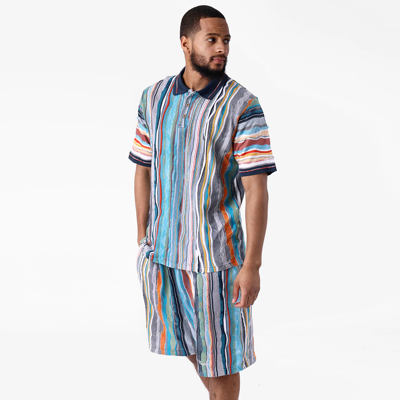 New - COOGI Light Weight Sweater Knit Polo in Blue and Gray - Image 4