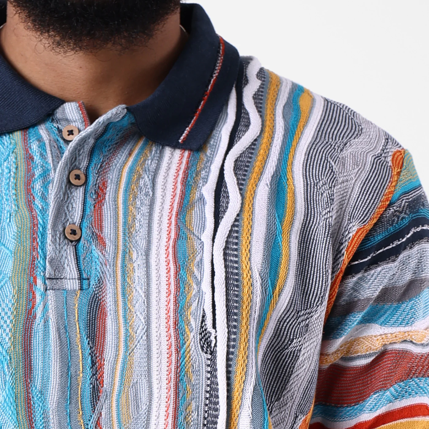 New - COOGI Light Weight Sweater Knit Polo in Blue and Gray - Image 6